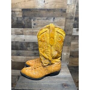 Los Altos Mens Buttercup Caiman Tail Leather Western Cowboy Boots 9.5 EE